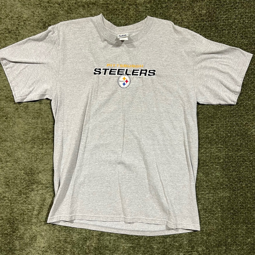 Lee Sport T-Shirt Mens XL Gray Pittsburgh Steelers Embroidered NFL Vintage 2000